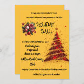 赤と金。クリスマスボール招待状 (正面/裏面)