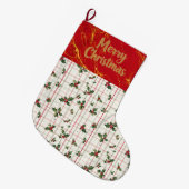 赤と金 ラージクリスマスストッキング (正面 (吊り時))