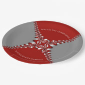 赤と銀のろうけつ染めフラクタルレース ペーパープレート (アングル)