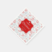 赤と銀のエレガントクリスマスツリーパターン スタンダードカクテルナプキン (角)