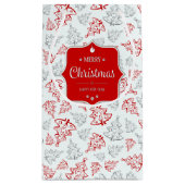 赤と銀のエレガントクリスマスツリーパターン スモールペーパーバッグ (裏面)