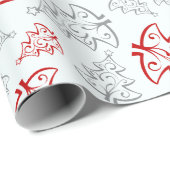 赤と銀のエレガントクリスマスツリーパターン ラッピングペーパー (ロールコーナー)