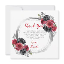 赤と銀のエレガント花Sweet sixteen