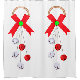 赤と銀のクリスマスオーナメントシャワーカーテン シャワーカーテン