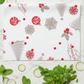 赤と銀のクリスマスキッチンタオル16インチx 24インチ キッチンタオル (折り畳み)