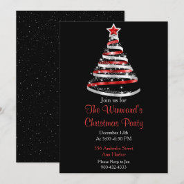 赤と銀のクリスマスツリー 招待状