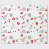 赤と銀のクリスマス光沢ラッピング紙 ラッピングペーパー (フラット)