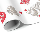 赤と銀のクリスマス光沢ラッピング紙 ラッピングペーパー (ロールコーナー)