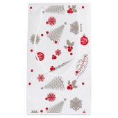 赤と銀のクリスマス抱き枕 – 小、光沢 スモールペーパーバッグ (正面)