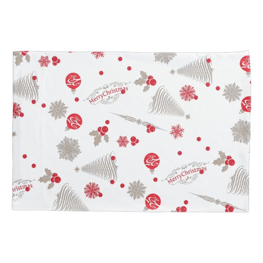 赤と銀のクリスマス独身の枕 枕カバー (裏面)