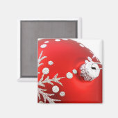 赤と銀のクリスマス装飾磁石 マグネット (正面/裏面)