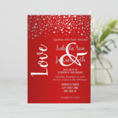 赤と銀のコンフェッティ・ドット 招待状 (スタンド正面)
