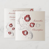 赤と銀のパンジー結婚ズ 招待状 (正面/裏面)