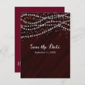 赤と銀のフェイクダイヤきらきら光るモンドの日付を保存 案内ポストカード (正面/裏面)