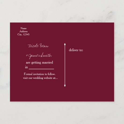 赤と銀のフェイクダイヤきらきら光るモンドの日付を保存 案内ポストカード (裏面)