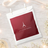 赤と銀のフランスのクリスマスエッフェル塔 フェイバーバッグ (クリップ留めされた状態)