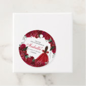 赤と銀のフローラキンセアニェラサークルメッセージカード フェイバータグ (インサイチュ)