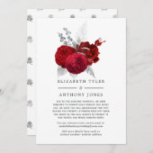 赤と銀のフローラ結婚のゲ減らス・リスト 案内状 (正面/裏面)