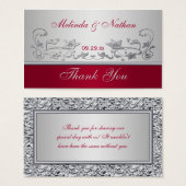 赤と銀のフローラ結婚式の引き出物ラベル (正面&裏面)