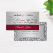 赤と銀のフローラ結婚式の引き出物ラベル (デスク)