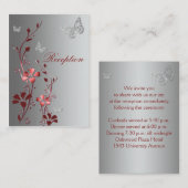 赤と銀のフローラ蝶披露宴カード エンクロージャーカード (正面/裏面)