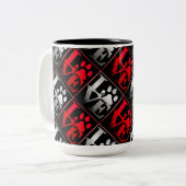 赤と銀のラブポーズパターン ツートーンマグカップ (正面左)