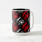 赤と銀のラブポーズパターン ツートーンマグカップ (正面右)