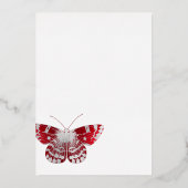 赤と銀のヴィンテージバラベビーシャワー 箔招待状 (裏面)