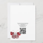 赤と銀のヴィンテージバラQRコードRSVP 結婚's 招待状 (裏面)