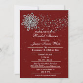 赤と銀の冬のブライダルシャワー招待状 招待状 (正面)