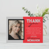 赤と銀の卒業写真サンキューカード 招待状 (スタンド正面)