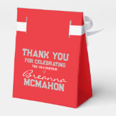 赤と銀の灰色の卒業式のお願いボックス フェイバーボックス (裏面サイド)