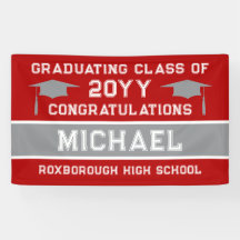 赤と銀の灰色の学校のカラー卒業