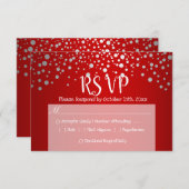 赤と銀の紙吹雪ドット – RSVP (正面/裏面)