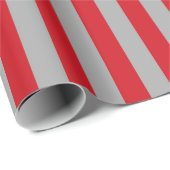 赤と銀の縦ストライプ線 ラッピングペーパー (ロールコーナー)