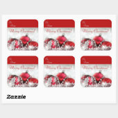 赤と銀の聖降誕祭お目出とう スクエアシール (シート)