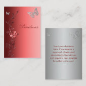 赤と銀の花と蝶の案内カード エンクロージャーカード (正面/裏面)