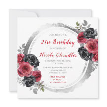 赤と銀の花エレガント誕生会