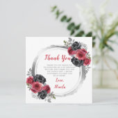 赤と銀の花エレガント誕生日 サンキューカード (スタンド正面)