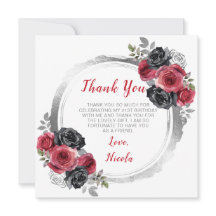 赤と銀の花エレガント誕生日