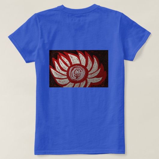 赤と銀白色の花 Tシャツ (デザイン裏面)