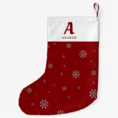 赤と銀箔の雪の結晶パターン スモールクリスマスストッキング (裏面)