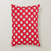 赤と銀色の輝くハート アクセントクッション (正面(垂直))