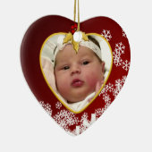 赤と雪のベビー初めてのクリスマスハート セラミックオーナメント (右)