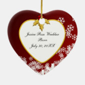 赤と雪のベビー初めてのクリスマスハート セラミックオーナメント (裏面)