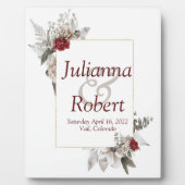 赤と霧の水色のフローラ結婚の額 フォトプラーク (正面)