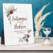 赤と霧の水色のフローラ結婚の額 フォトプラーク (側面)