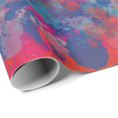 赤と青がデジタルモダン抽象芸術をドロップ ラッピングペーパー (ロールコーナー)