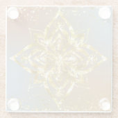 赤と青とグラデーション金ゴールド曼荼羅 ガラスコースター (裏面)