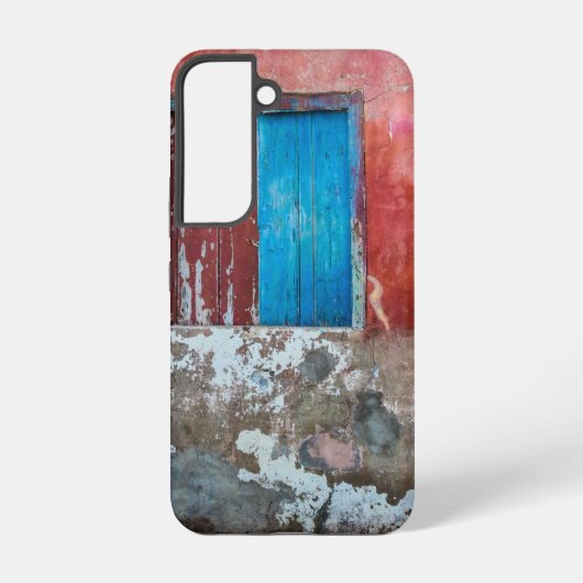 赤と青と灰色の壁、ドアと窓 SAMSUNG GALAXYケース (裏面)
